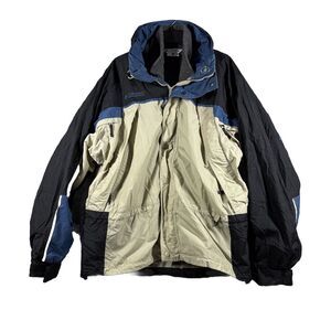 Columbia SKi Jacket Womens Fire Ridge 3 In 1 Beige Blue Parka Coat 2 Layer
